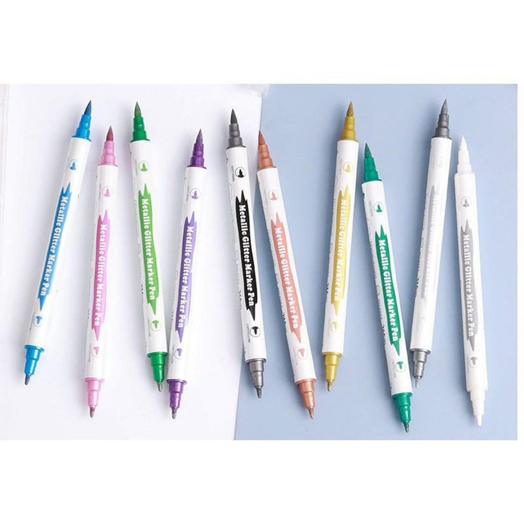 Double End Glitter Marker Pen for Coloring Scrapbooking DIY Birthday Card Making