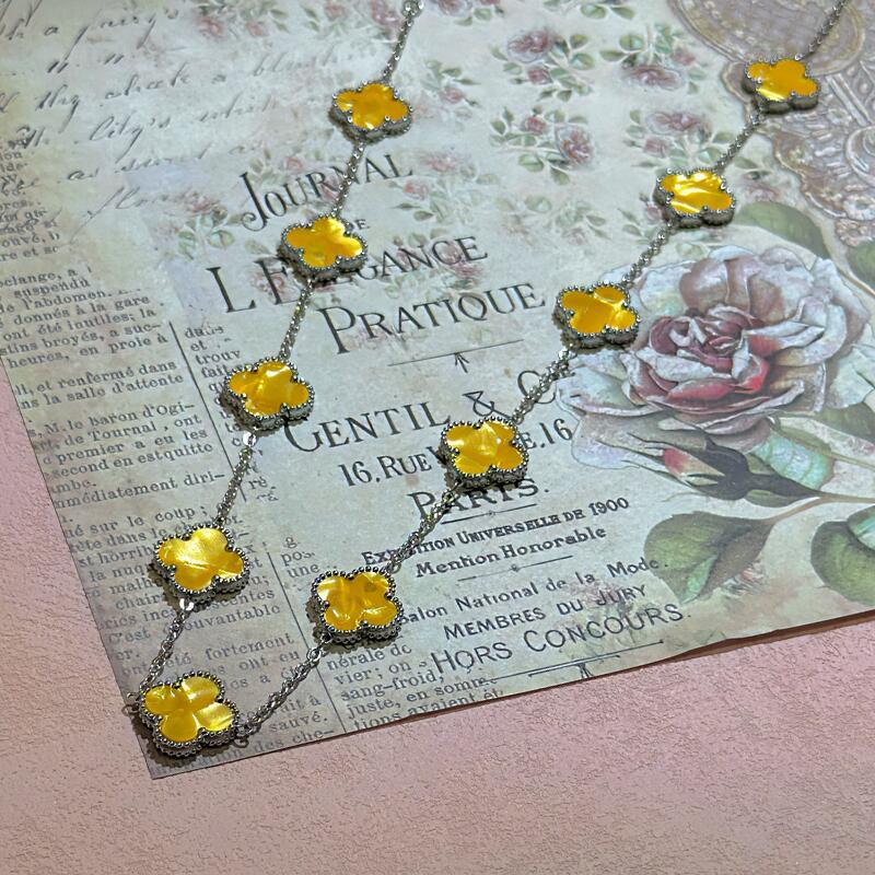 15MM High Version Ten Flower Four-leaf Clover Necklace 18k Double-sided Mother-of-pearl Four-leaf Clover Sweater Chain