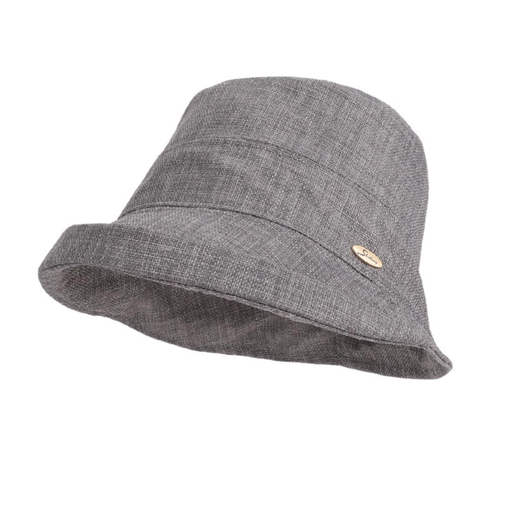 

Solid Color Women Fisherman Hat Wide Brim Sunshade Hat Casual Summer Sun Hat Camping серый