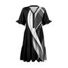 Womens Summer Dress Short Sleeve V Neck Short Dresses Fashion Casual Flowy Boho Ruffle A Line Swing Sundress With Pockets