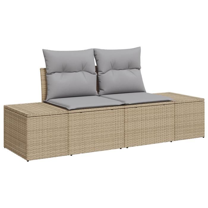 VidaXL Ensemble de canapé de jardin 8 pièces avec coussins Beige Poly Rattan Acacia 3356586