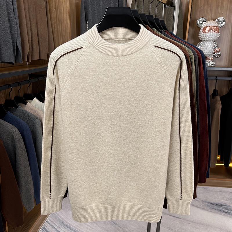 

YILITENG Мужской термо-свитер из 100% шерсти с круглым вырезом 4XL (130)