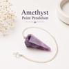 9Dzine Amethyst Crystal Pendulum for Dowsing | Reiki Healing Amethyst Point Pendulum with Chain & Beads | Raw Faceted Crystal Dowser for Feng Shu