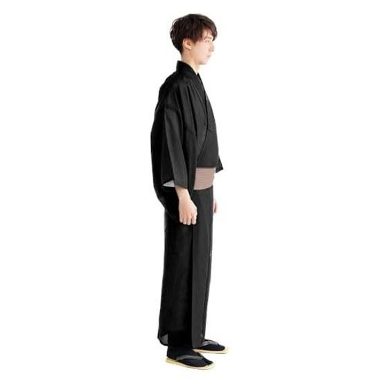 KYOETSU Kimono Mens Summer Use Male Traditional Clothing Washable Single Layer Black Green Komaro