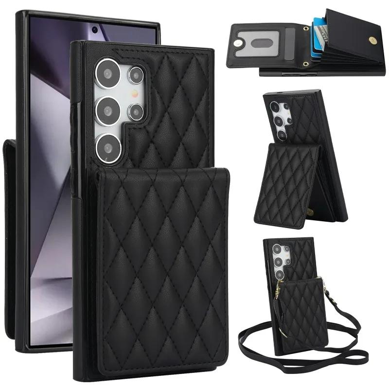 Crossbody Wallet with Card Holder Phone Case for Samsung Galaxy S23 S21 FE S24 S22 Ultra A13 A53 A14 A54 A15 A55 Leather Cover
