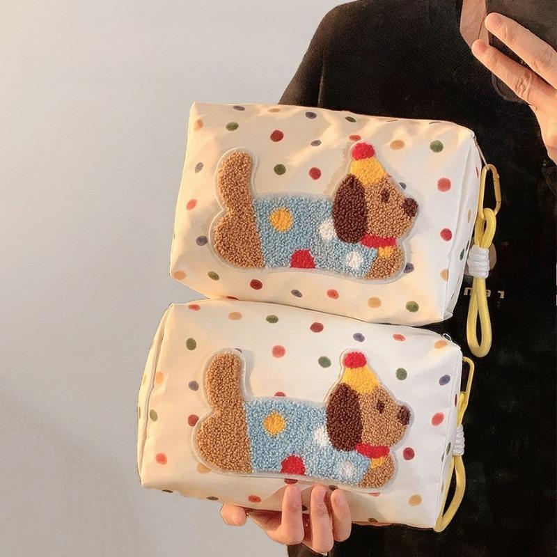 Damen Mädchen Niedlich Cartoon Bestickt Kosmetiktasche Reise Kosmetik Organizer Aufbewahrungstasche Handtasche für den täglichen Gebrauch