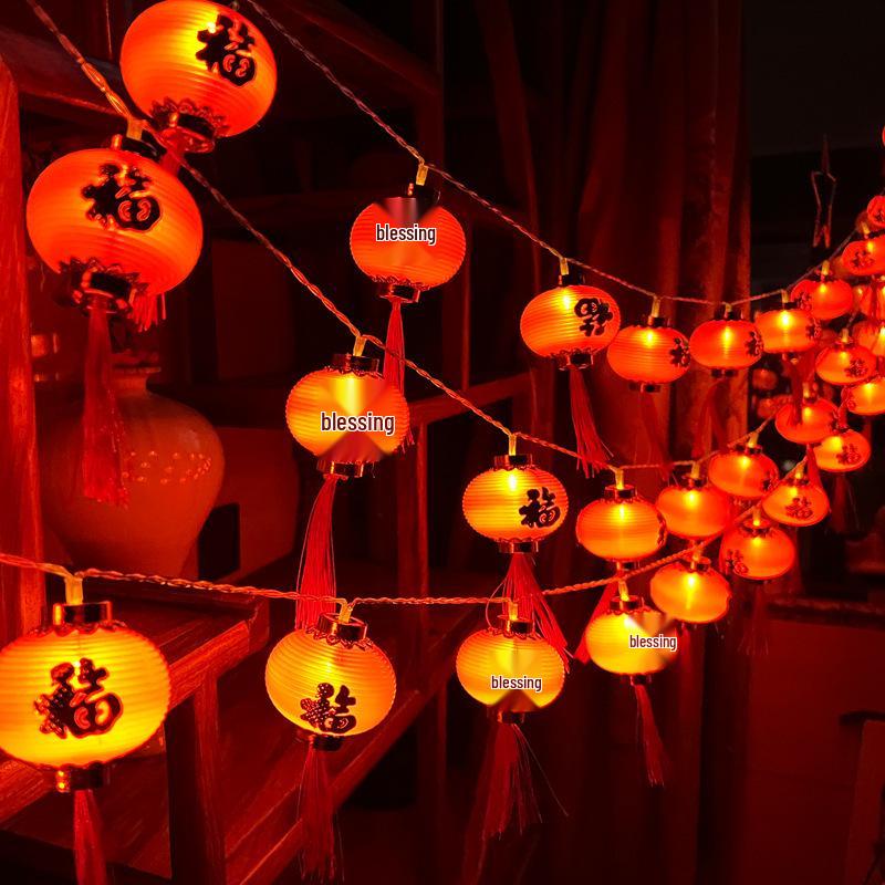 LED Gypsophila Red Lantern String Lights for New Year and Spring Festival Decor