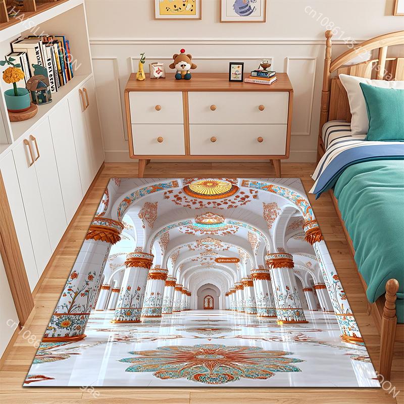 HD Palace Churches Temples Corridors Pattern Carpet for Living Room Bedroom Sofa Home Decor Non-slip Floor Mat Large Size