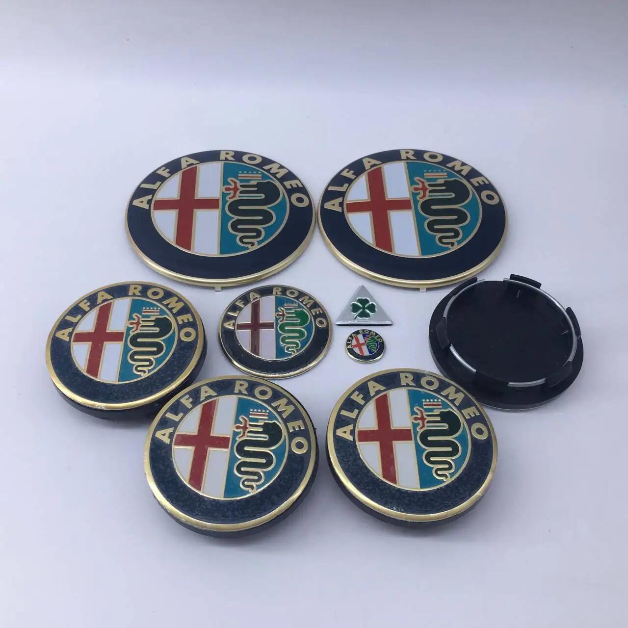 For Alfa Romeo 2026 Hot Sticker 1set 8pcs 9pcs 50mm Wheel Center Cap forAlfa Romeo 147 166 74mm Hood Trunk 40MM Steering  wheel 50mm cap