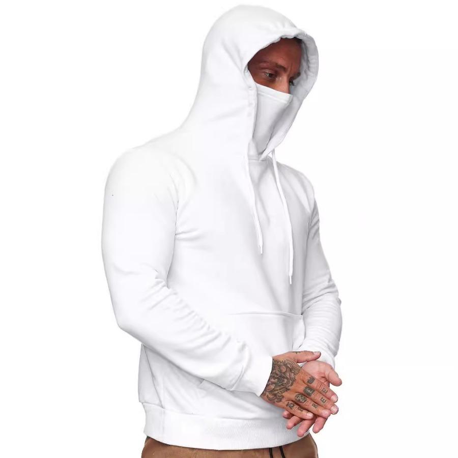 Sportswear Men's Hooded Long Sleeve Fleece Hoodie Fashion Autumn Winter Pullovers Clothing Men's Face Mask Hoodies