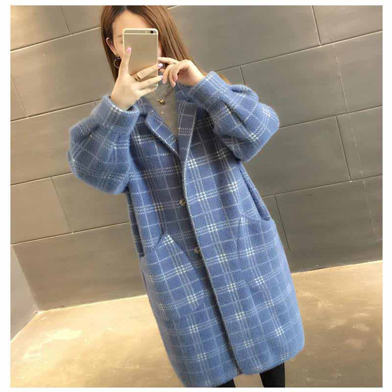 Mink Coat Women's Medium Long Autumn and Winter Foreign Style Cardigan Korean Version Loose Cardigan Coat