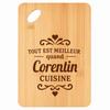 Planche À Découper / Plateau Apéro - PLANETEE - Meilleur Quand Corentin Cuisine - Bambou 30x20x1 Cm - Trou 24 Mm - Gravé