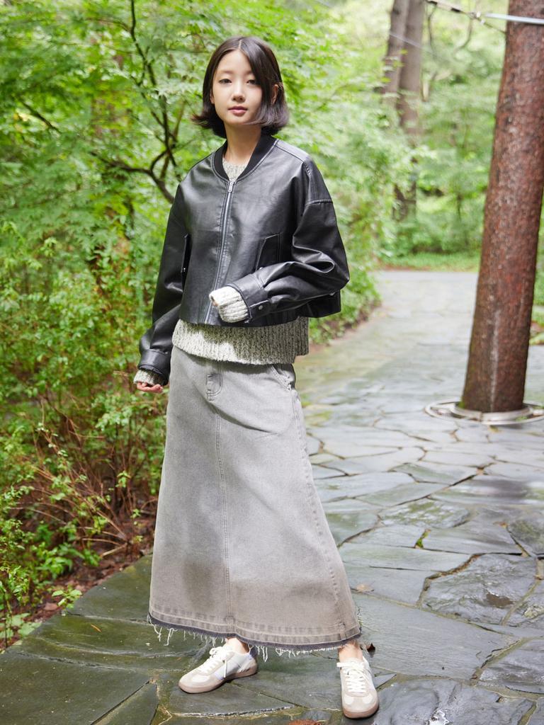 AYIHOLIC CASHMERE Deep-Dyed Vintage Long Skirt