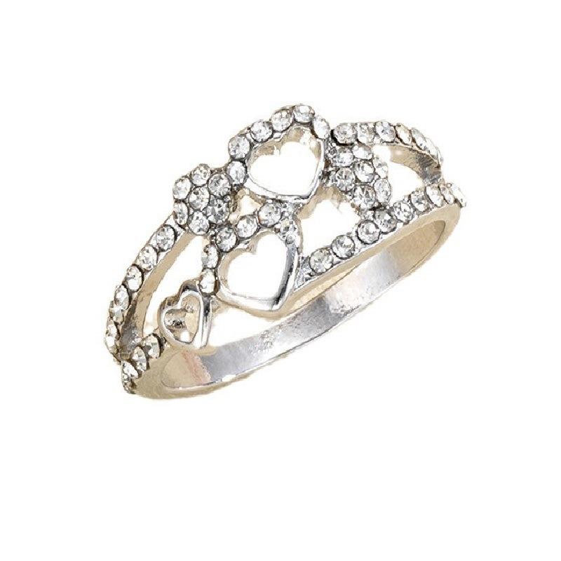 Eleganter Herzschlag-Design Damenring aus Legierung mit Diamanten