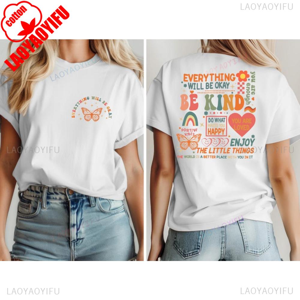 

Everything Will Be Okay Shirt Aesthetic Unisextal Health Shirt Positive Vibes Shirt Casual for Daily Wear and Casual Outings S