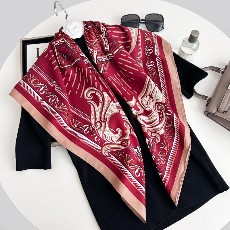 Čiernobiela hodvábna twill šatka so zvieracím vzorom - 90x90CM Jesenný/Zimný šál pre ženy