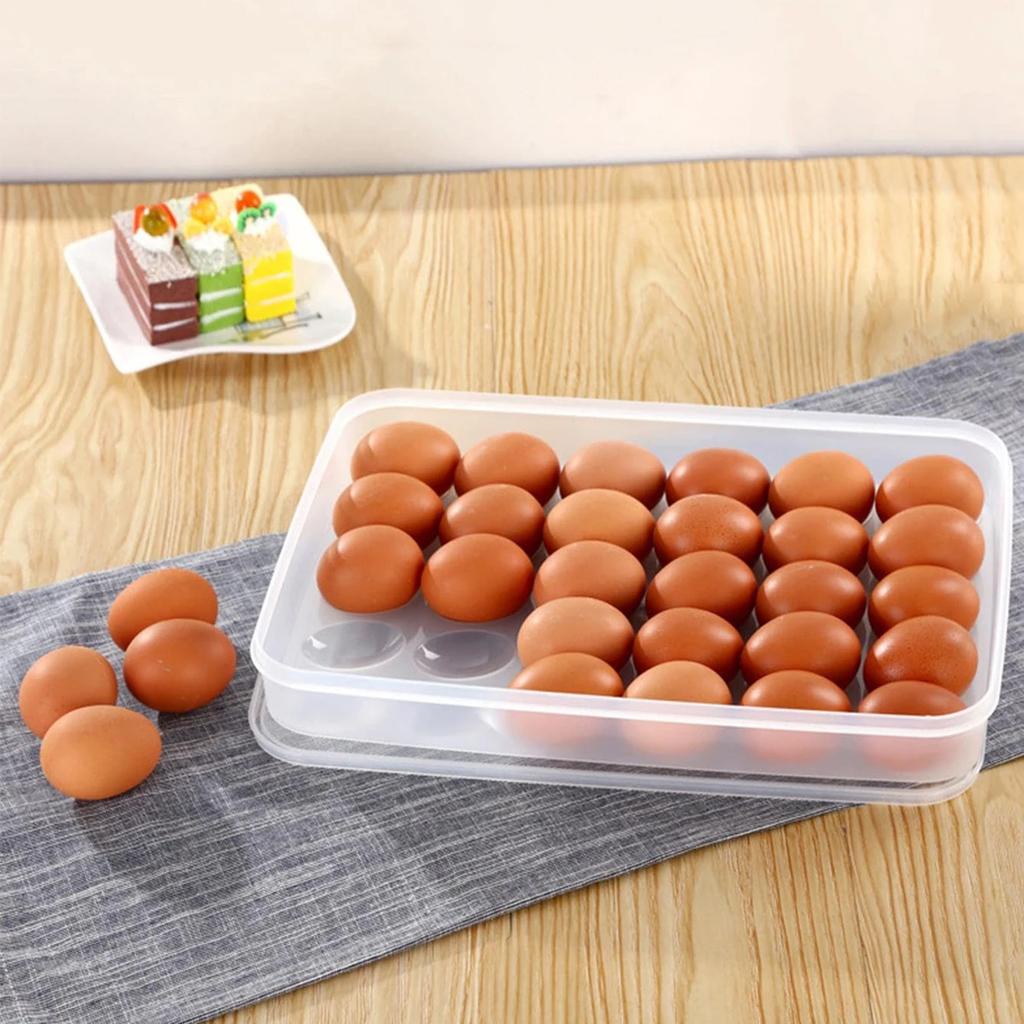 1/2pcs-Egg Storage Box With Lid Kitchen Refrigerator Egg Box Egg Drop Rack Egg Storage Box Fridge Egg Organizer 30 Grid Egg Tray