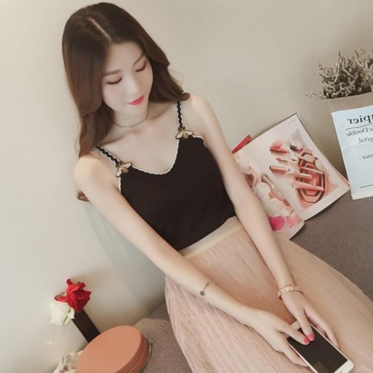 Sommer Neue Mode Cartoon Gestricktes Camisole Damen Kurz Slim Fit Vielseitiges Unterhemd Top