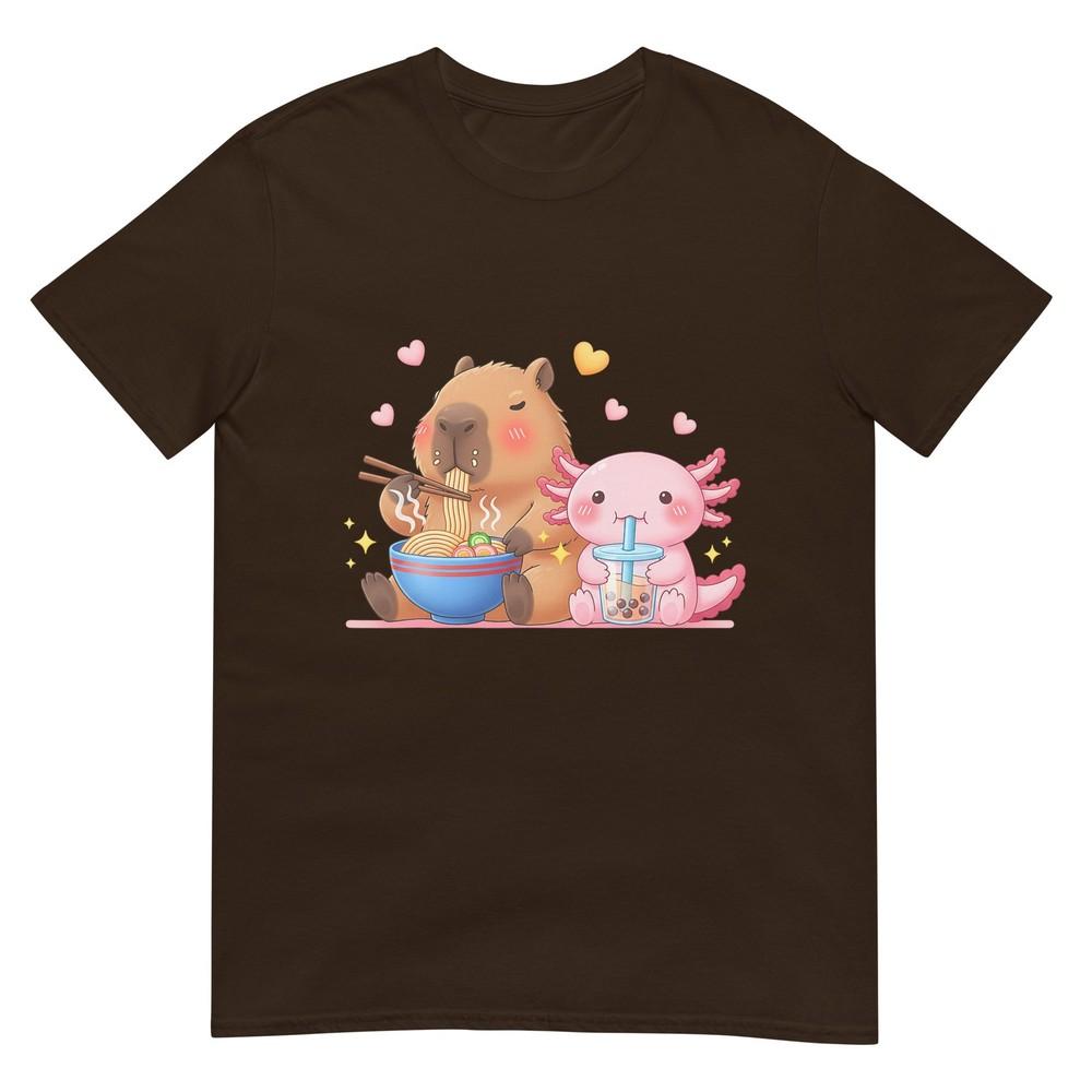 Cute Capybara Raunisex And Axolotl Boba Kawaii Boys Girls Kids Tshirt