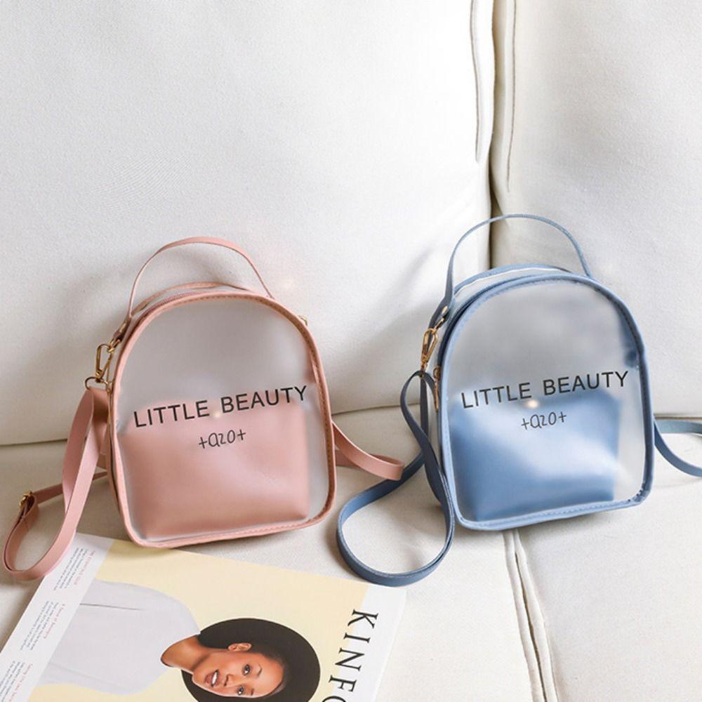 Visible Transparent Crossbody Bag Adjustable Strap Candy Color Pu Bag  Beach