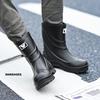 Water Shoes Rain Shoes Men's Medium Tube Non-slip Waterproof High-end Rain Boots Thick-soled Work Shoes Fishing Rubber Shoes Soft