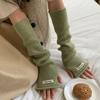 Solid Color Woolen Arm Gloves Hole Long Fingerless Sleeves Long Wrist Guard Warm Arm Covers  Girls