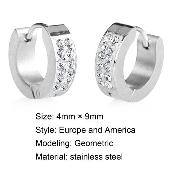 1 Pair Ear Studs Stylish Punk Style Titanium Steel Tiny Round Circle Small Stud for Party