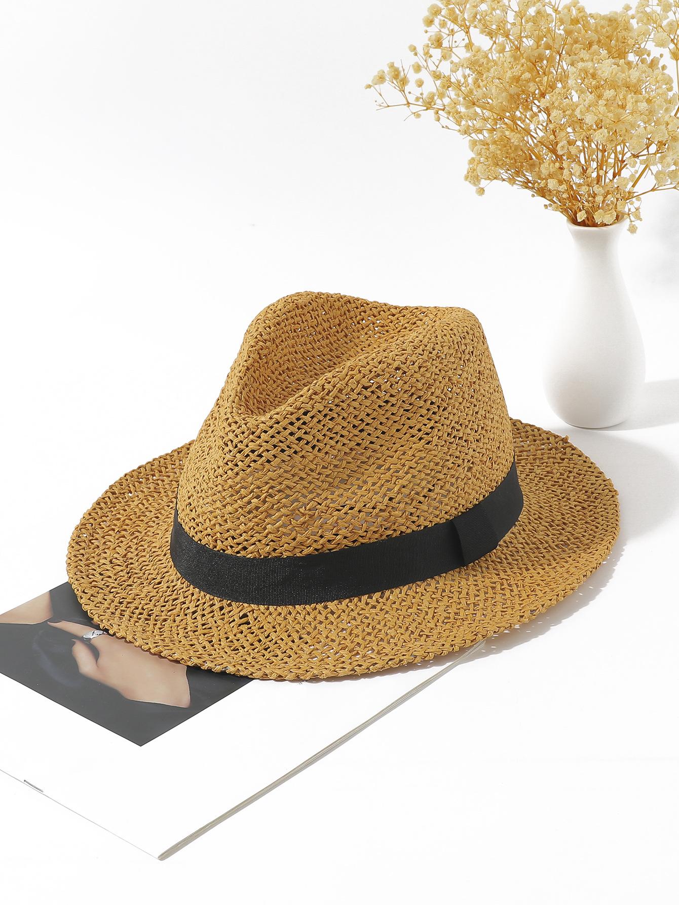 

New handmade hook hollow needle jazz hat vacation travel spring and summer sunshade sunscreen top hat sun hat One size