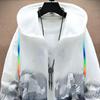 Men Sun Protection Clothing Hooded Long Sleeve Pockets Sunscreen Jacket Zipper Placket Shoes Print Quick Drying Windbreaker