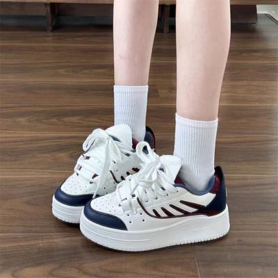 Buty chlebowe platforma kolor żurawinowy dopasowanie kolorystyczne buty chlebowe damskie ins tide 2025 lato nowe wszechstronne casualowe buty na deskorolkę