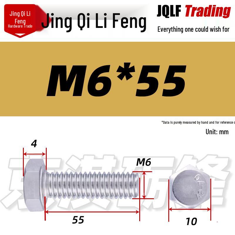 201 Stainless Steel Hex Head Full Thread Bolt: Wear & Corrosion Resistant, M4-M14 for Aerospace Machinery