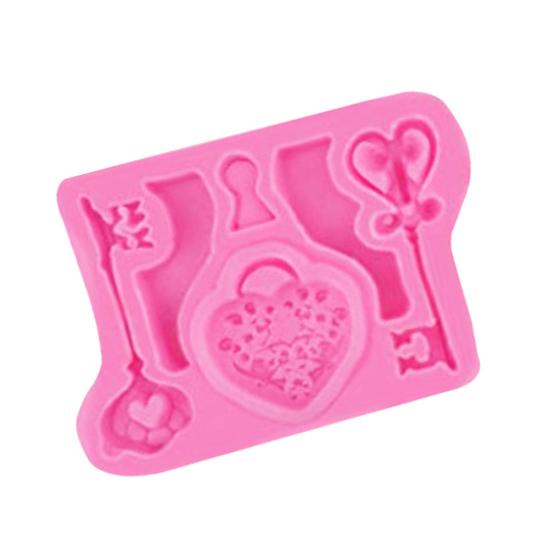 Heart Lock Key Shape Silicone Cake Mold Fondant Chocolate Candy DIY Baking Tool