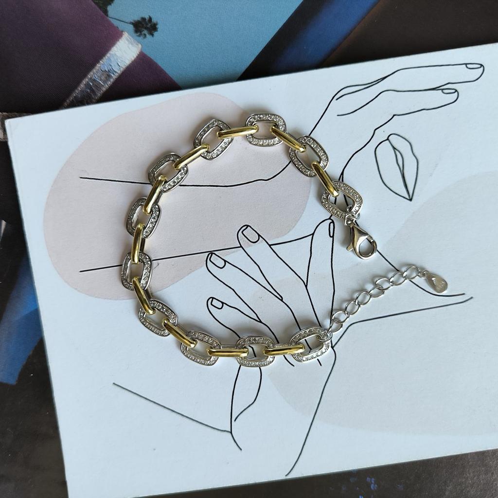 Серебряный браслет с фианитами, вес изделия 11,33 гр (2184720)