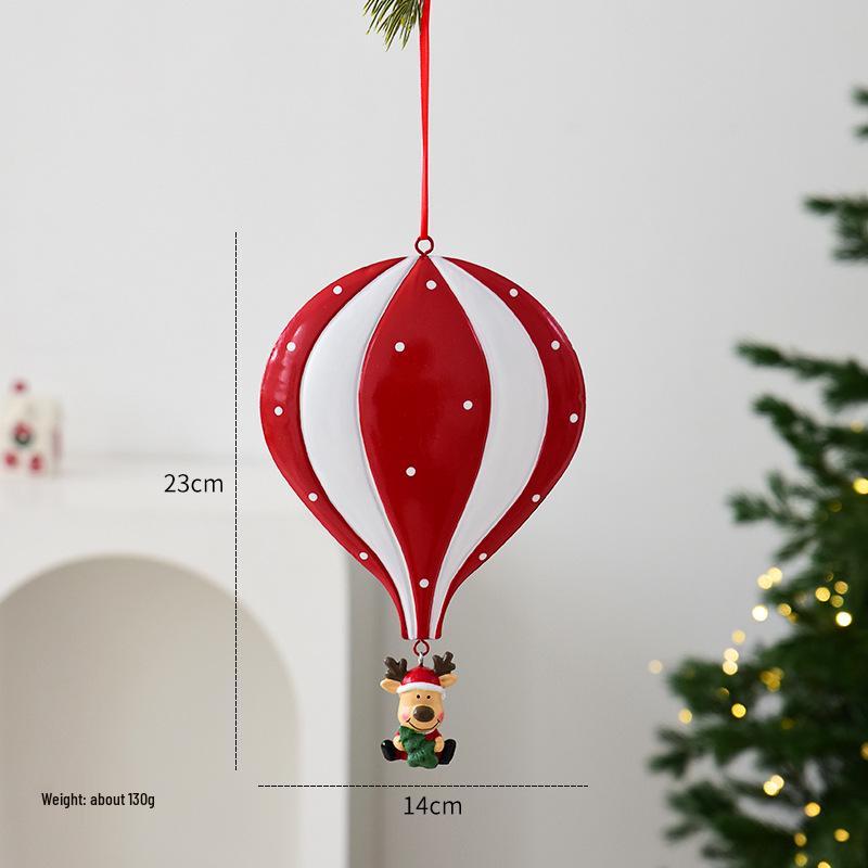 3D Hot Air Balloon Christmas Ornament: Red & Green Hanging Decoration for Holiday Festivities