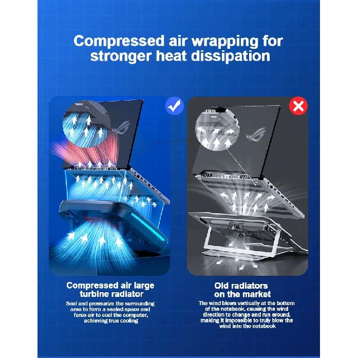 MEMO FL08 7 Angle Adjustable Notebook Powerful Fan Cooling Pad for 14-19'' Game Laptop Cooler Strong Wind Kickstand Base Bracket
