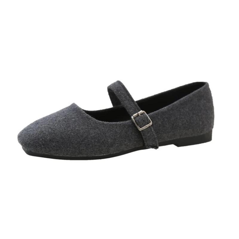 Ladies Retro suede Shoes Square toe buckle flat shoe Mary Jane Elegant Women's Shoes Casual comfortable flats Zapatos Mujer