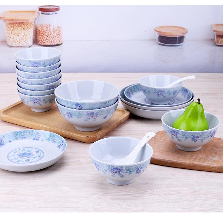 Retro Ceramic Porcelain Microwave-Safe Bowl Set - Chinese Style Tableware