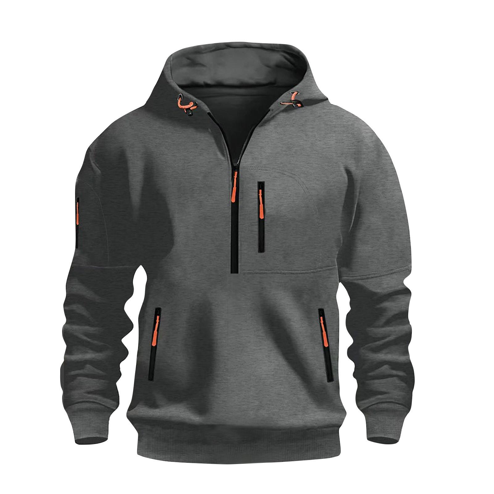 Men s Sweatshirt Hoodie Zipper Arm Pocket Cardigan Men s Sports Large Size Casual Hoodie XXL