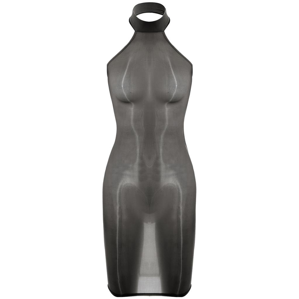 Womens Glossy Bodycon Lingerie Dress High Stretch Fabric Nightclub Attire