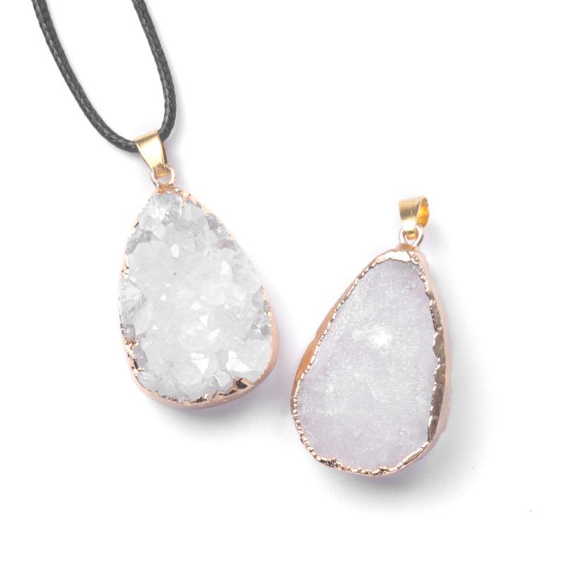 Fashion Irregular Raw Stone Crystal Necklace Healing Natural Stone Pendant Druzy Necklace Jewelry