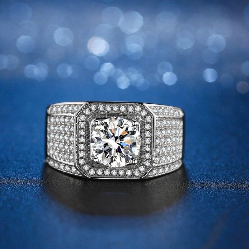 BagueRingen Herren S925 Sterling Silber Schmuck Luxus 1ct D Farbe Moissanit Diamon Ring Geschäftsmann Größe 6-13 Offene Ringe