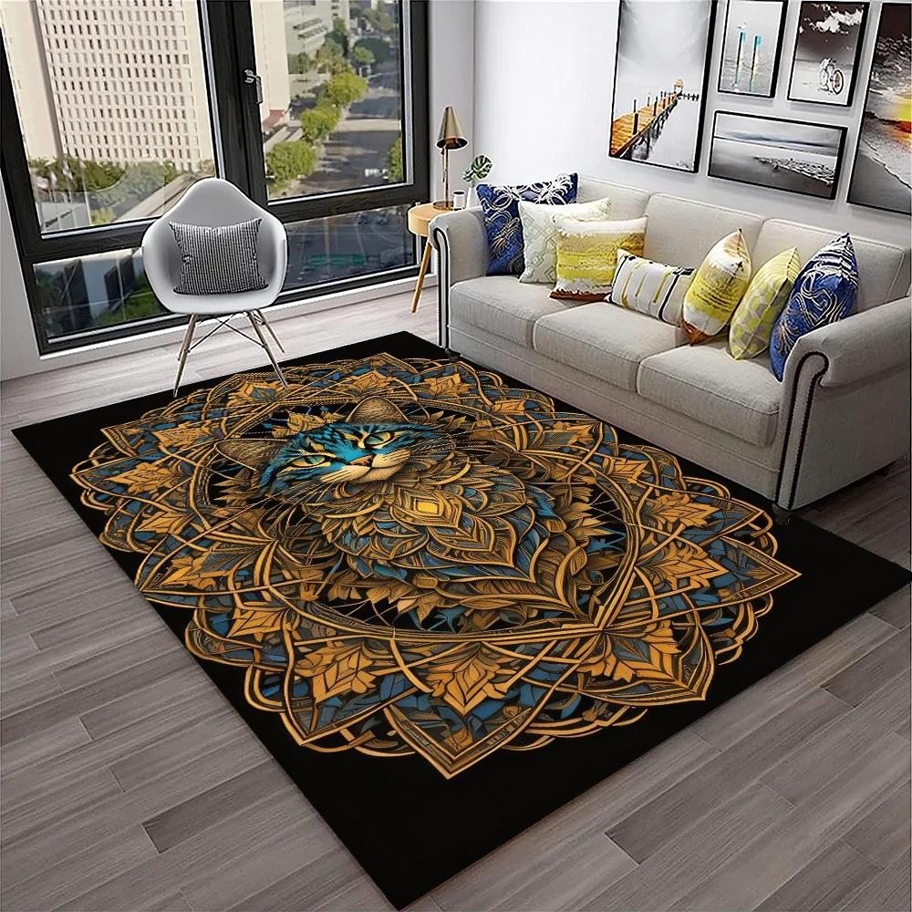3D Cute Cat Flower Cartoon Carpet Rug for Home Living Room Bedroom Sofa Doormat Decor,Child Play Area Rug Non-slip Floor Mat
