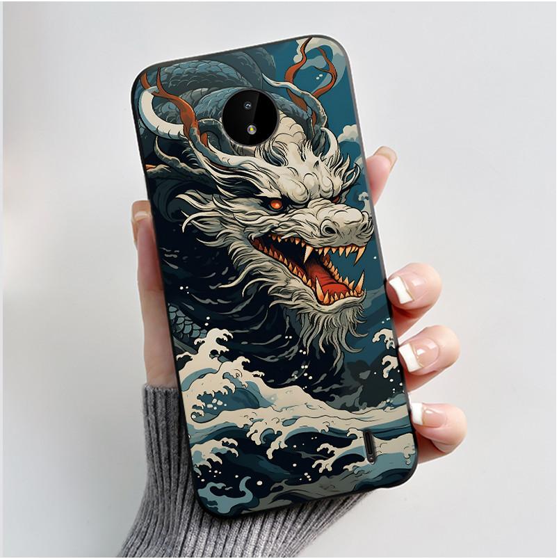 For Nokia C10/Nokia C20 Black Case For Nokia C20 Plus Shockproof Back Beautiful Dreamy Moon Sea Printed Pattern Cover