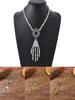 Gothic Skull Hand Pendant Necklace With Geometric Zinc Alloy Chains For Men And Women Halloween Accessory