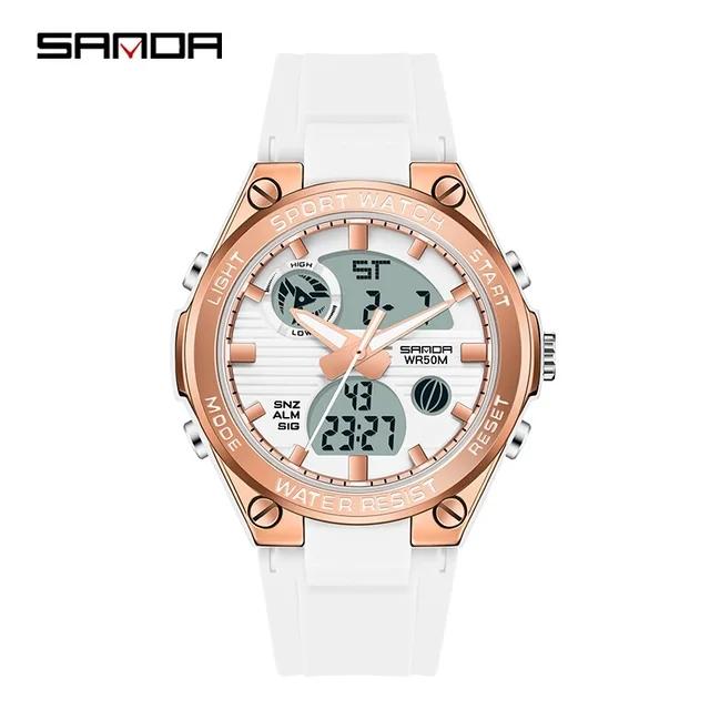 Sanda 6067 Large Screen Sport Watch Women's Sports Electronic Digital Watch Male Multi-Function Outdoor Waterproof Wristwatch