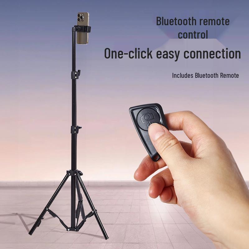 Height Adjustable Foldable Desktop Tripod with Beauty Light for Mobile Phone Photography and Live Broadcast