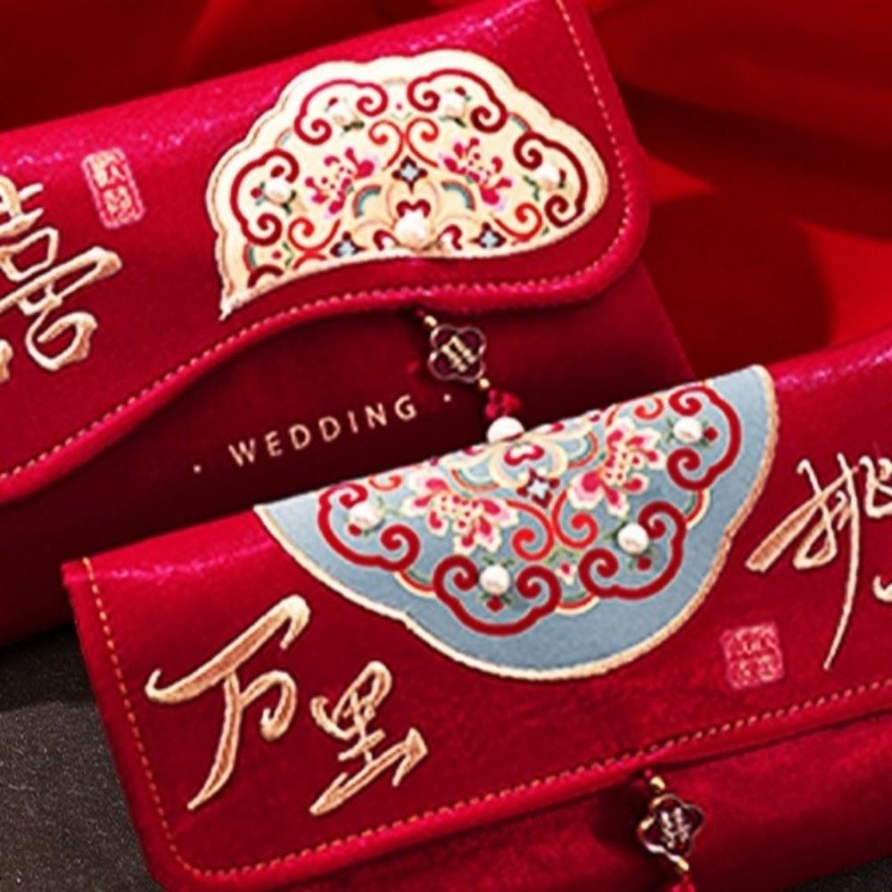 Embroidery Chinese Wedding Red Envelope New Year Money Bag  Wedding Party Supplies