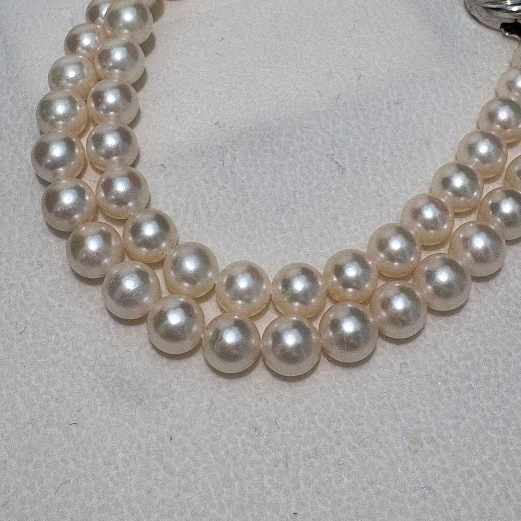 Used TASAKI Tazaki Pearl Akoya Pearl Akoya Pearl Necklace 6.5-7mm SILVER Pearl Necklace