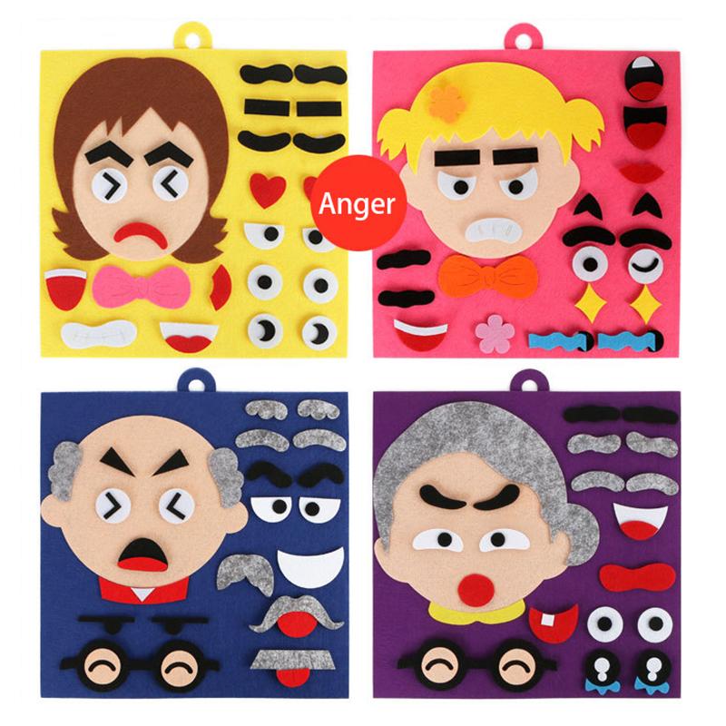 1Set 30CM Family Members Style Emotion Changing Felt Facial Expression Interaction Game Props Birthday Gifts Party Souvenir ZYF
