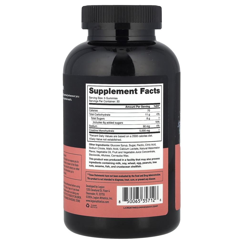 Creatine Gummies, Sour Watermelon, 150 Gummies